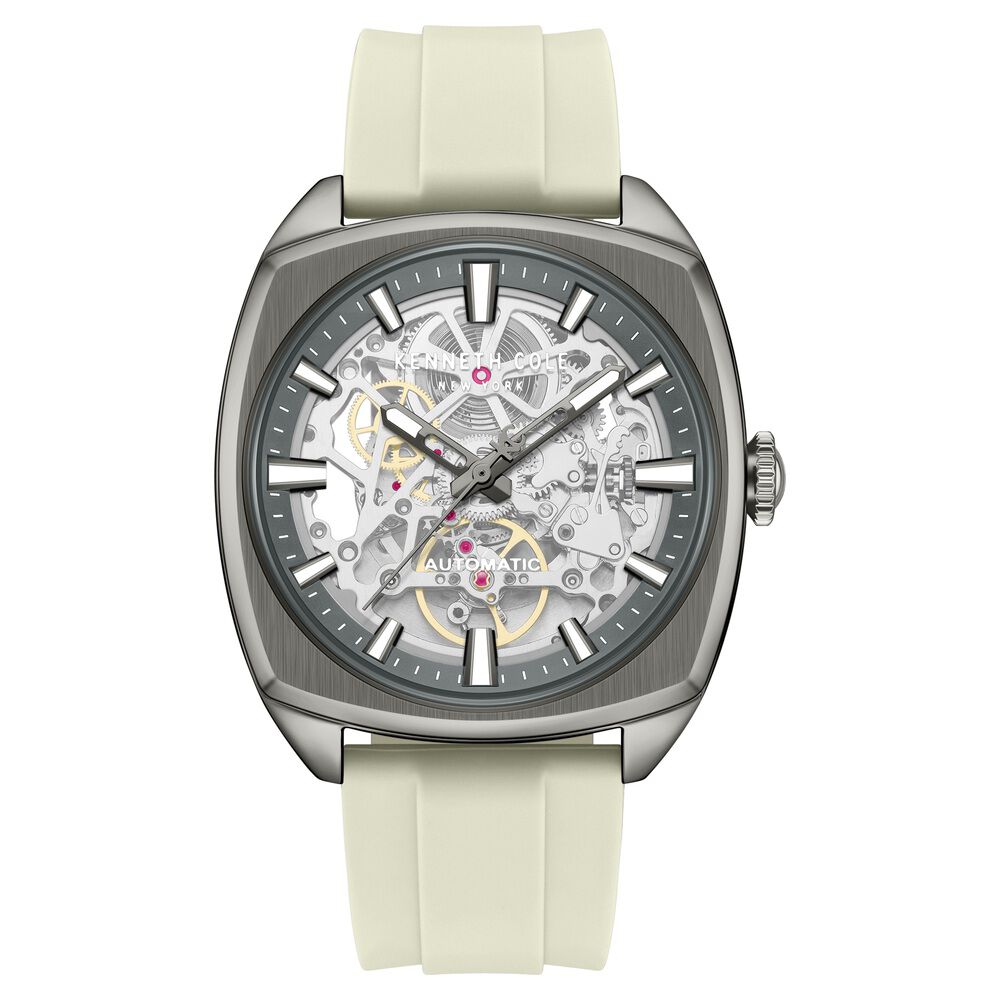 Kenneth Cole Automatic Grey Dial Orange Silicone Strap Watch For Men - image 1