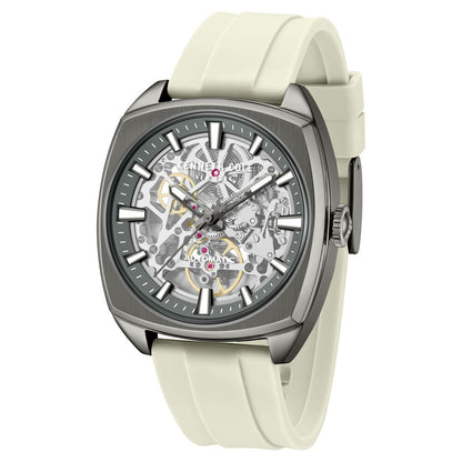 Kenneth Cole Automatic Grey Dial Orange Silicone Strap Watch For Men