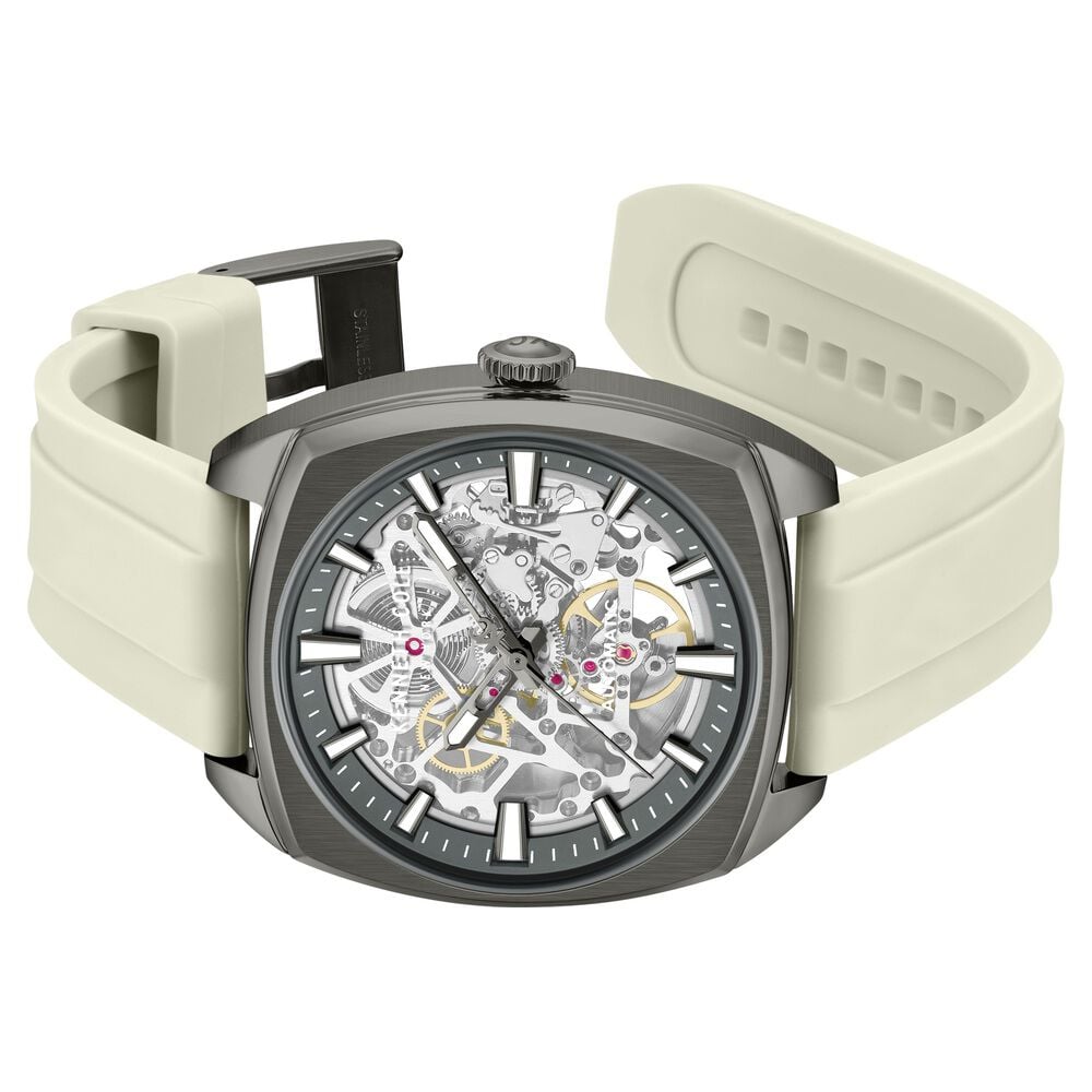 Kenneth Cole Automatic Grey Dial Orange Silicone Strap Watch For Men