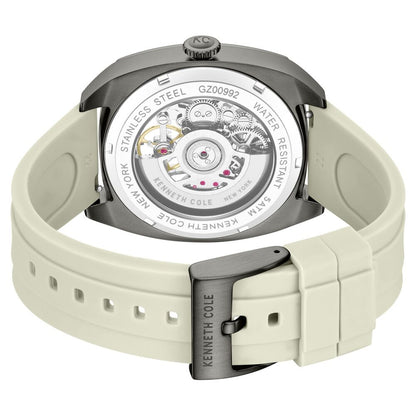 Kenneth Cole Automatic Grey Dial Orange Silicone Strap Watch For Men