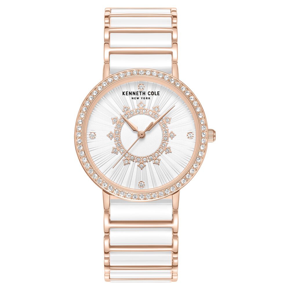 Kenneth Cole Quartz Analog White Dial White Stainless Steel and Ceramic Strap Watch For Women - image 1