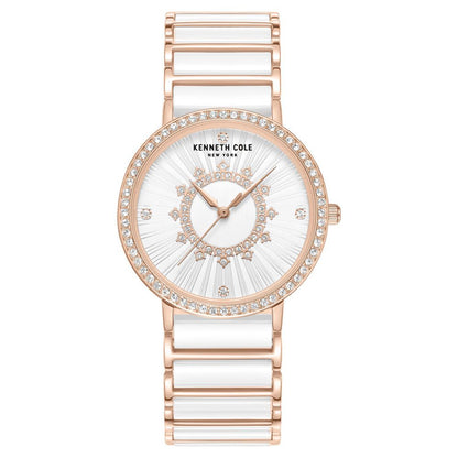 Kenneth Cole Quartz Analog White Dial White Stainless Steel and Ceramic Strap Watch For Women - image 1