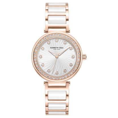 Kenneth Cole Quartz Analog Silver Dial Rose Gold Colour Ceramic Strap Watch For Women - image 1