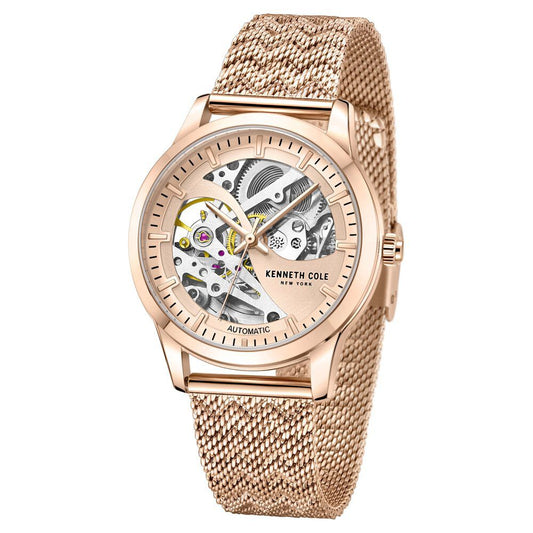 Kenneth Cole Automatic Rose Gold Round Dial Rose Gold Stainless Steel Strap Watch For Women