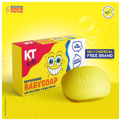 Kt Kids Refreshing Kids Soap bar with gentle bubbles, perfect for a child's bath routine.