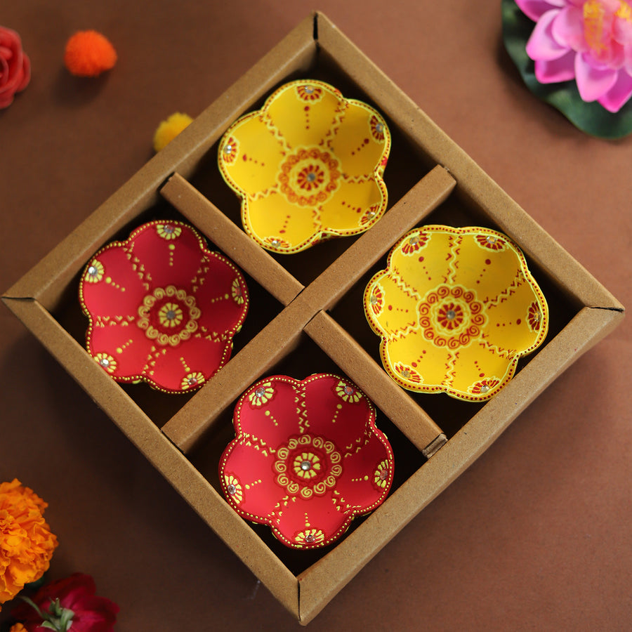  Kanti Handpainted Terracotta Diya (Set Of 4)