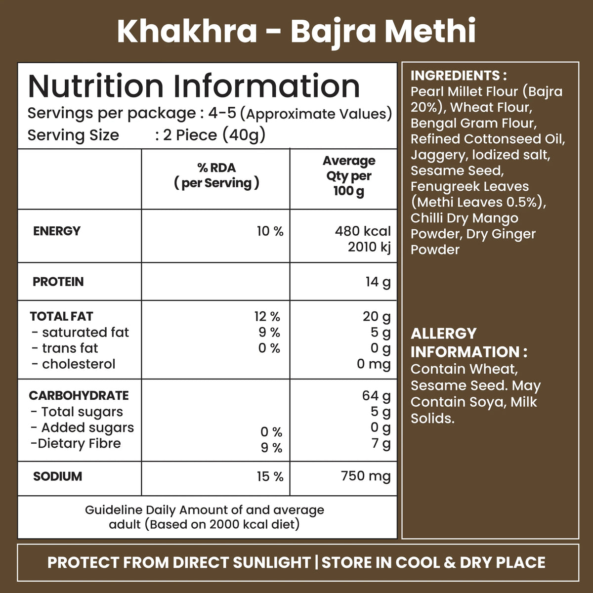 Jabsons Foods Bajra Methi Khakhra