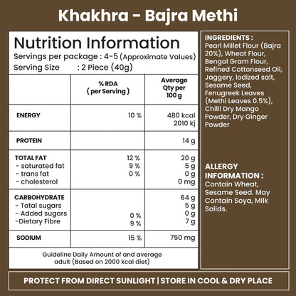 Jabsons Foods Bajra Methi Khakhra