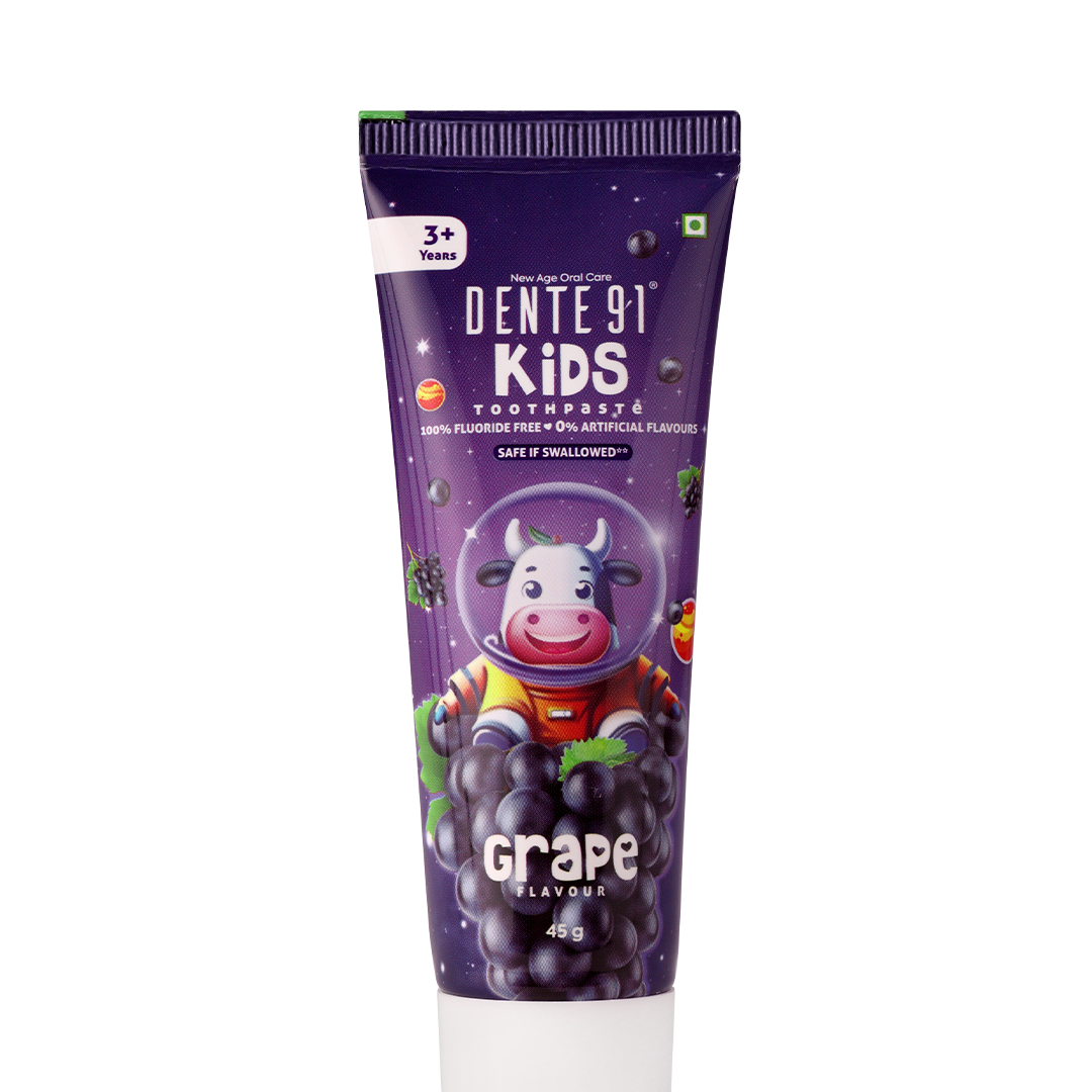 Dente91 Kids Toothpaste tube, grape flavour packaging