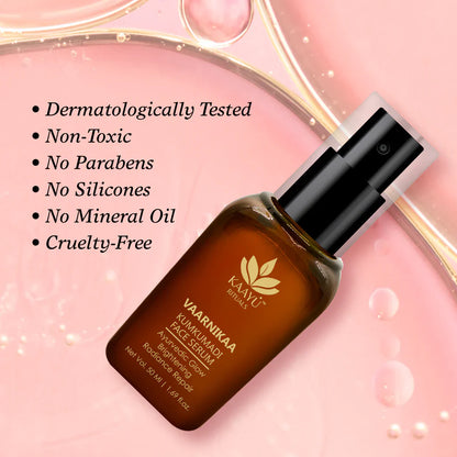 Kaayu Rituals Kumkumadi Face Serum bottle with dropper, showcasing its luxurious texture for glowing skin. - Image 3