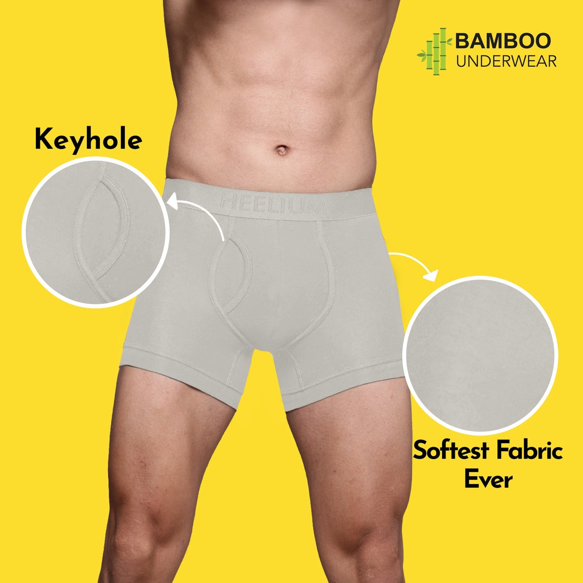 Heelium Bamboo Underwear Trunk (Keyhole) For Men - Pack of 2