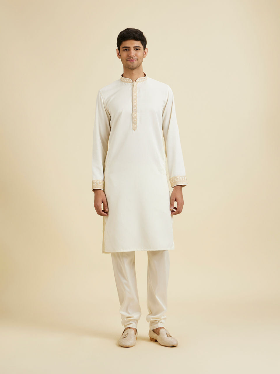 Manyavar Beige Splendour Kurta Jacket Set - view 4