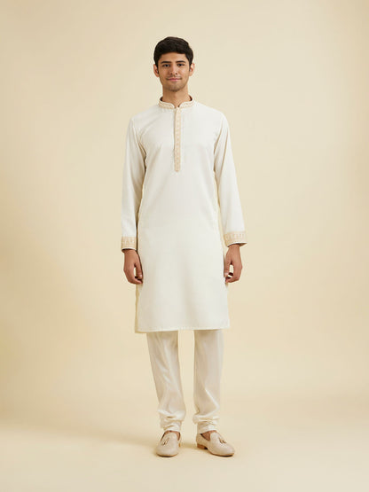 Manyavar Beige Splendour Kurta Jacket Set - view 4