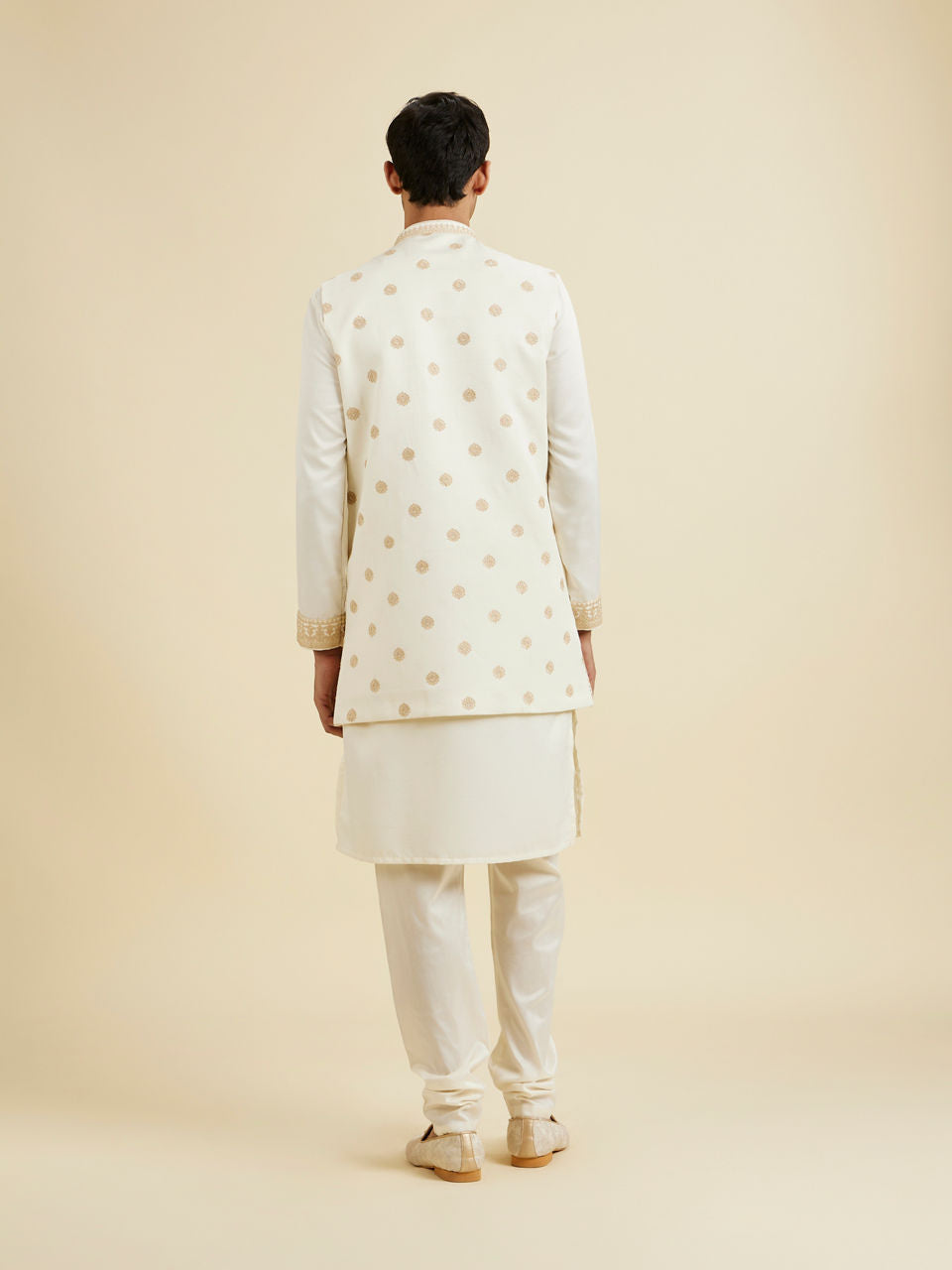 Manyavar Beige Splendour Kurta Jacket Set - view 6
