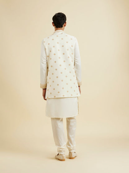 Manyavar Beige Splendour Kurta Jacket Set - view 6