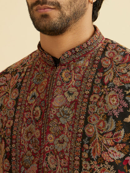Manyavar Black Enigmatic Kurta Jacket Set - view 2