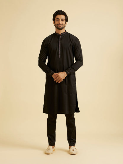 Manyavar Black Enigmatic Kurta Jacket Set - view 3
