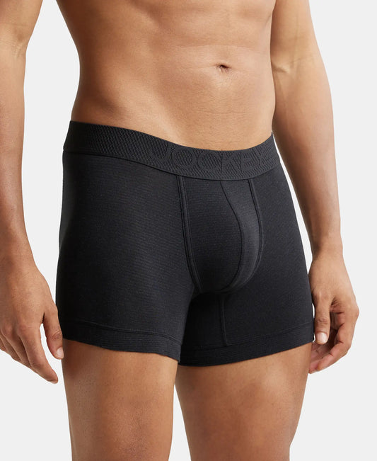 bamboo cotton elastane breathable mesh trunk with staydry treatment black melange lm06