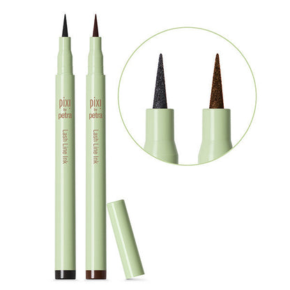 Model applying Pixi Beauty Lash Line Ink to create a defined lash line.
