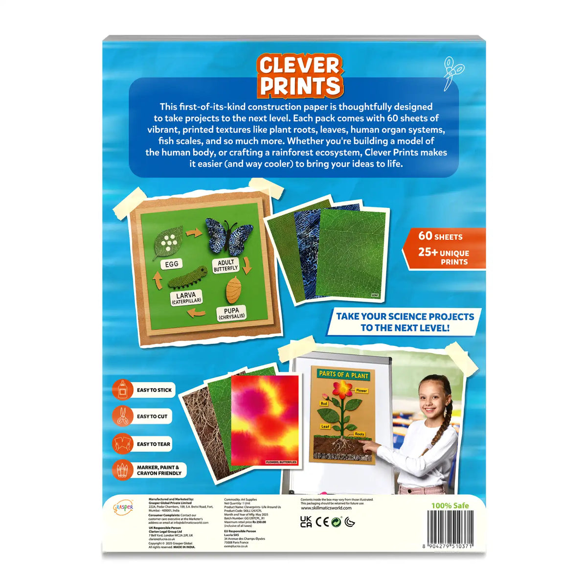 Skillmatics Clever Prints Life Science Construction Paper 60 Sheets
