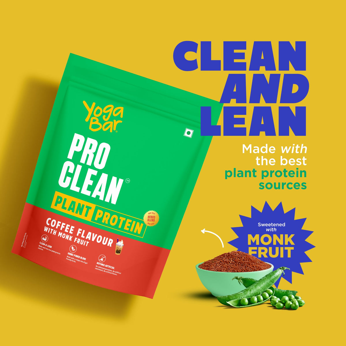 Yoga Bar ProClean Plant Protein with Monk Fruit (Coffee) 500g