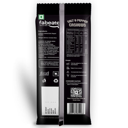 Fabeato Munch on the Go Snack Premium Salt and Pepper Cashews