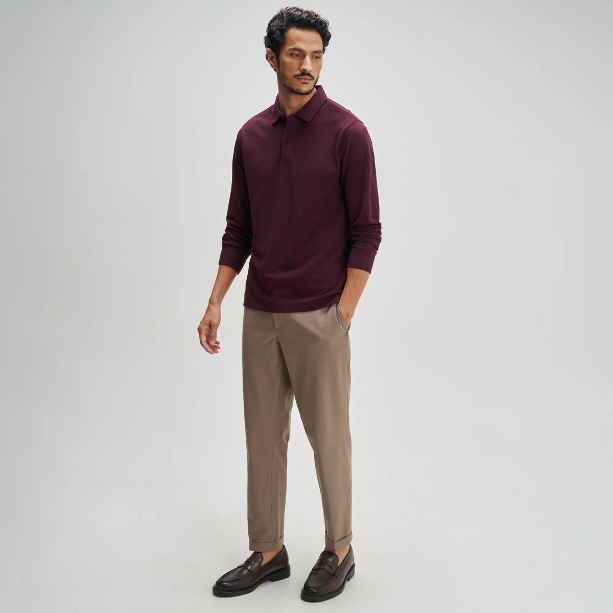 XYXX Full Sleeve Polo - Merlot Maroon - view 5