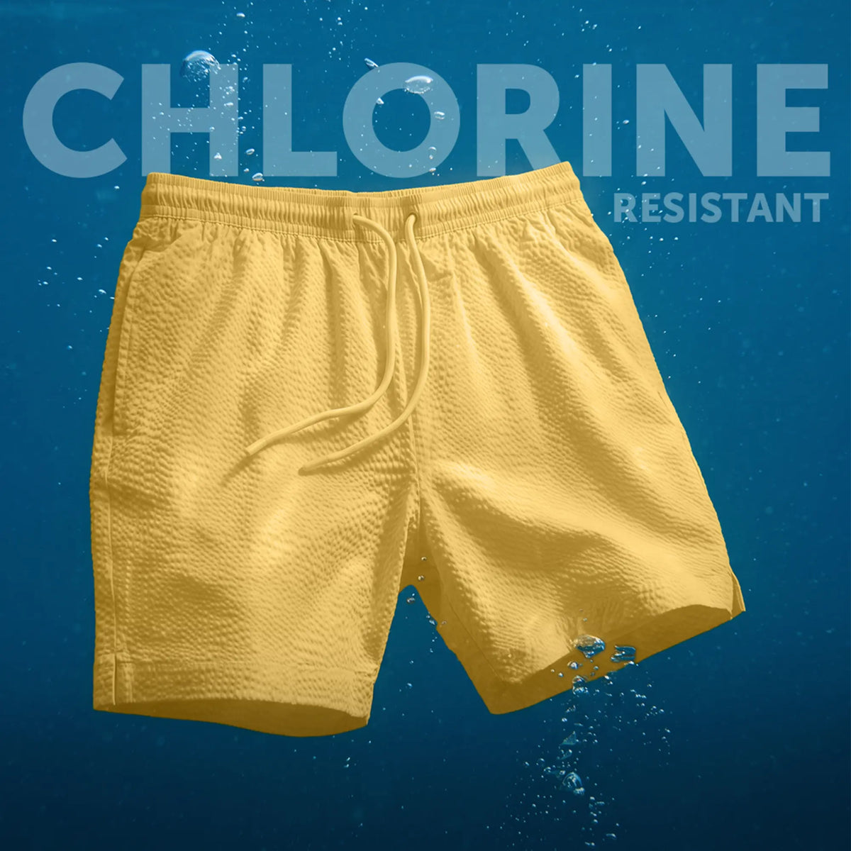 XYXX Seersucker Swim Shorts - Mustard Yellow - view 3