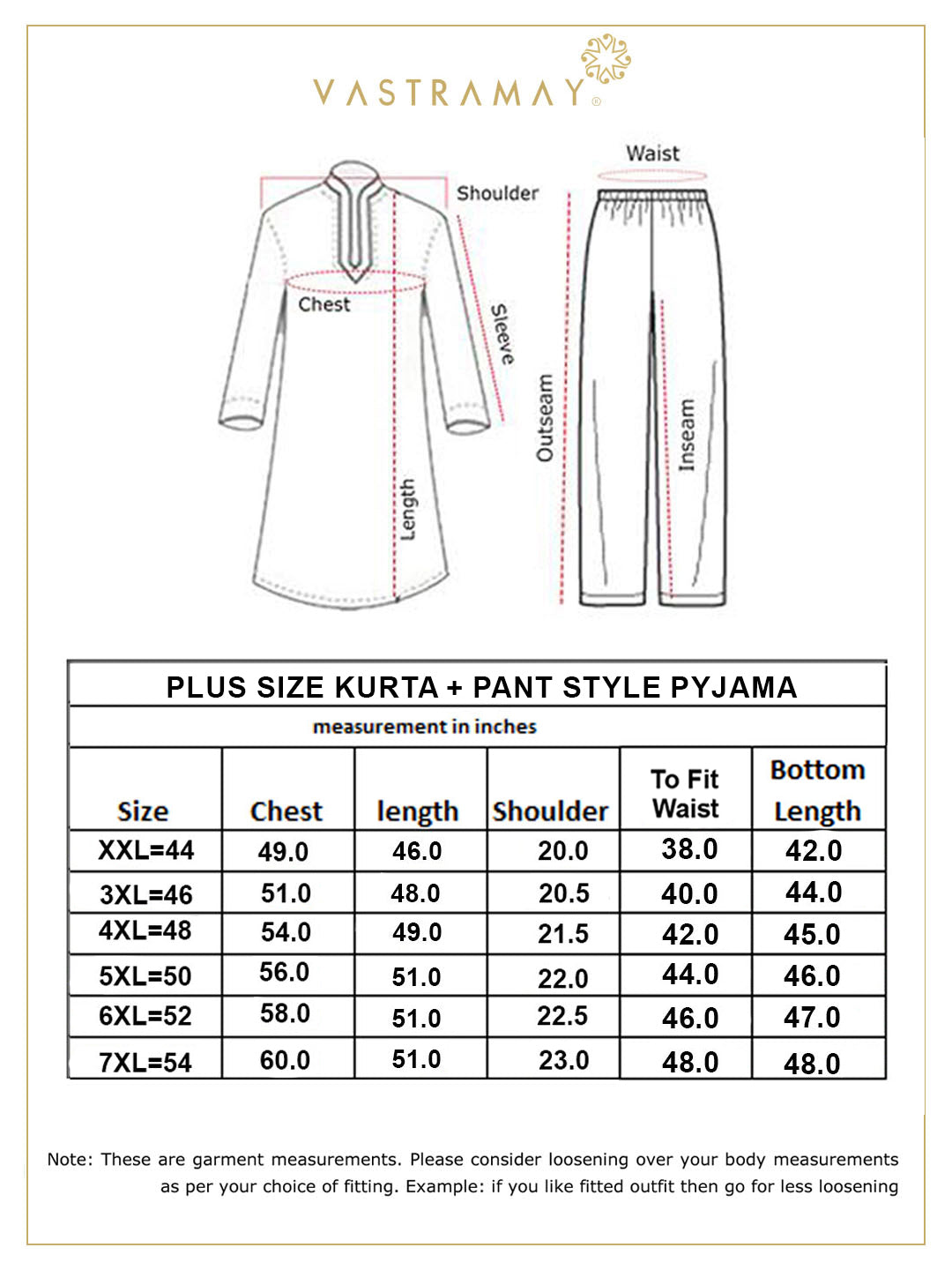 Vastramay Men's Plus Size Chikankari Embroidered Kurta And White Cotton Pant Style Pyjama Set - PUSHMYCART