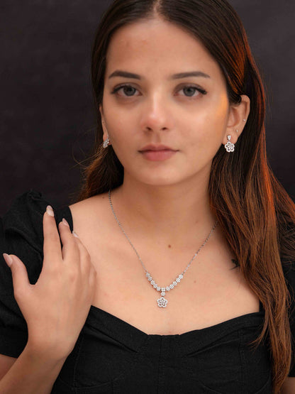 Zeraki Jewels Ritika Silver Necklace Set