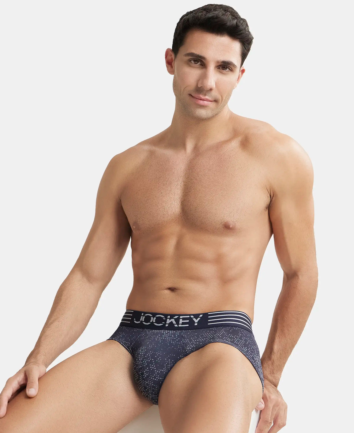 microfiber mesh elastane printed performance brief with staydry technology true navy mm07