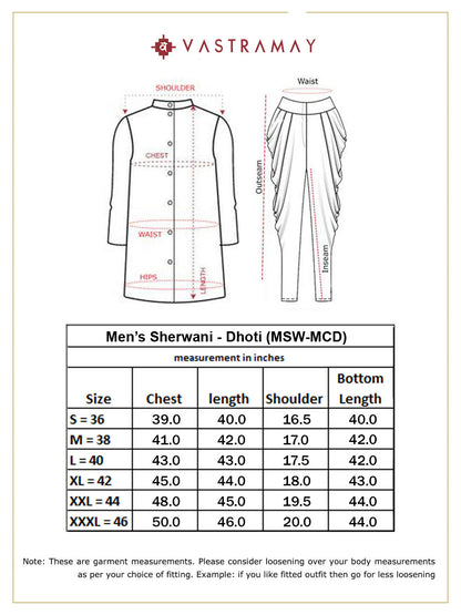 Vastramay Men's White And Gold Cotton Blend Sherwani Set - PUSHMYCART
