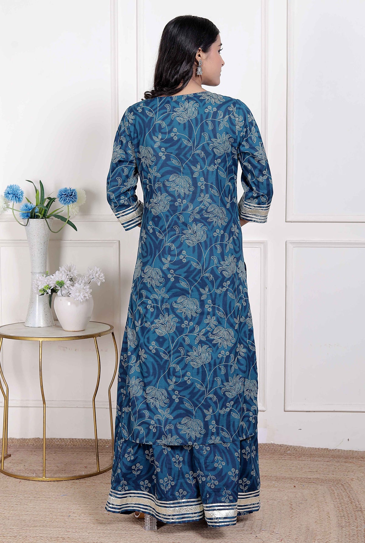 Miravan Womens Gota Patti cotton Kurta Paired with Palazzo and Dupatta - view 6