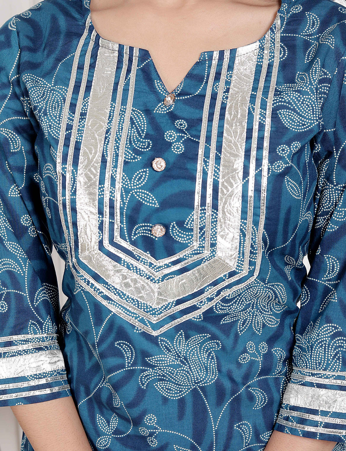 Miravan Womens Gota Patti cotton Kurta Paired with Palazzo and Dupatta - view 8