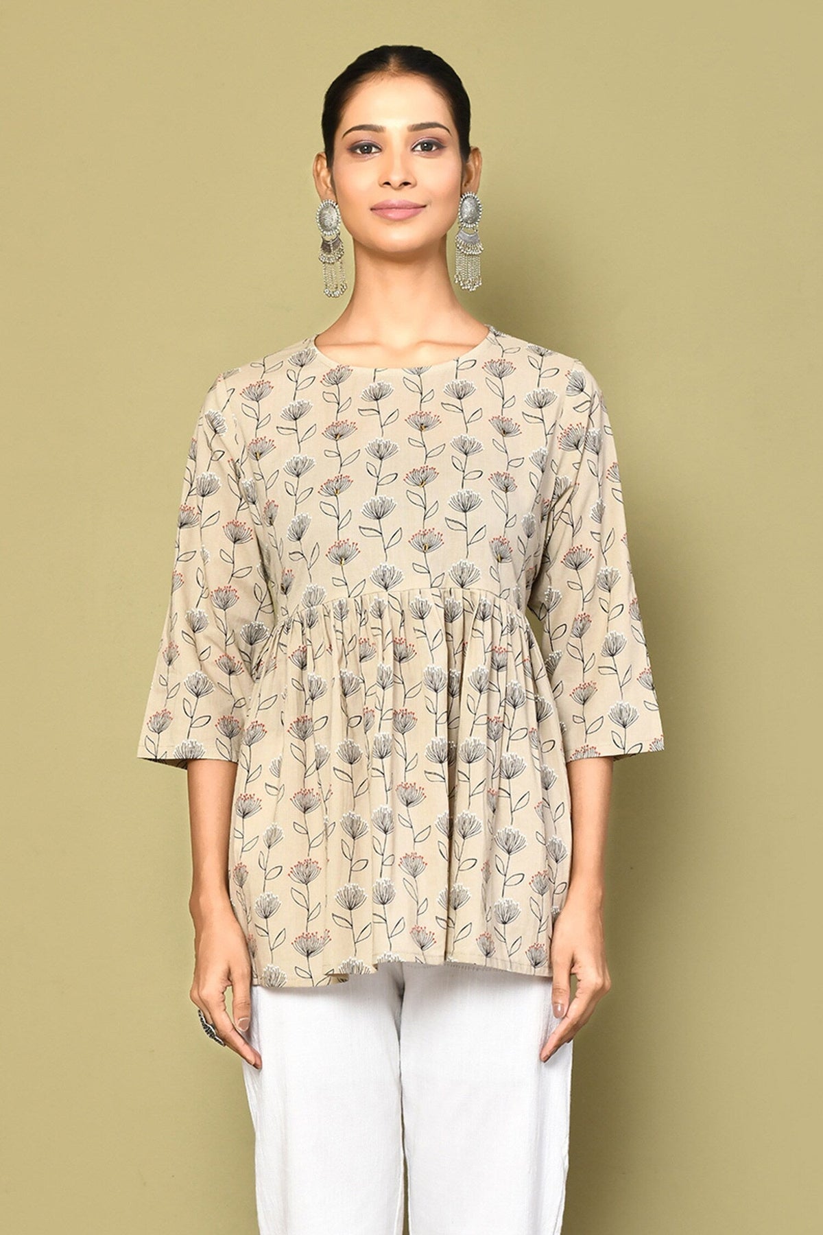Miravan Womens Printed Short Beige Tunic - view 8