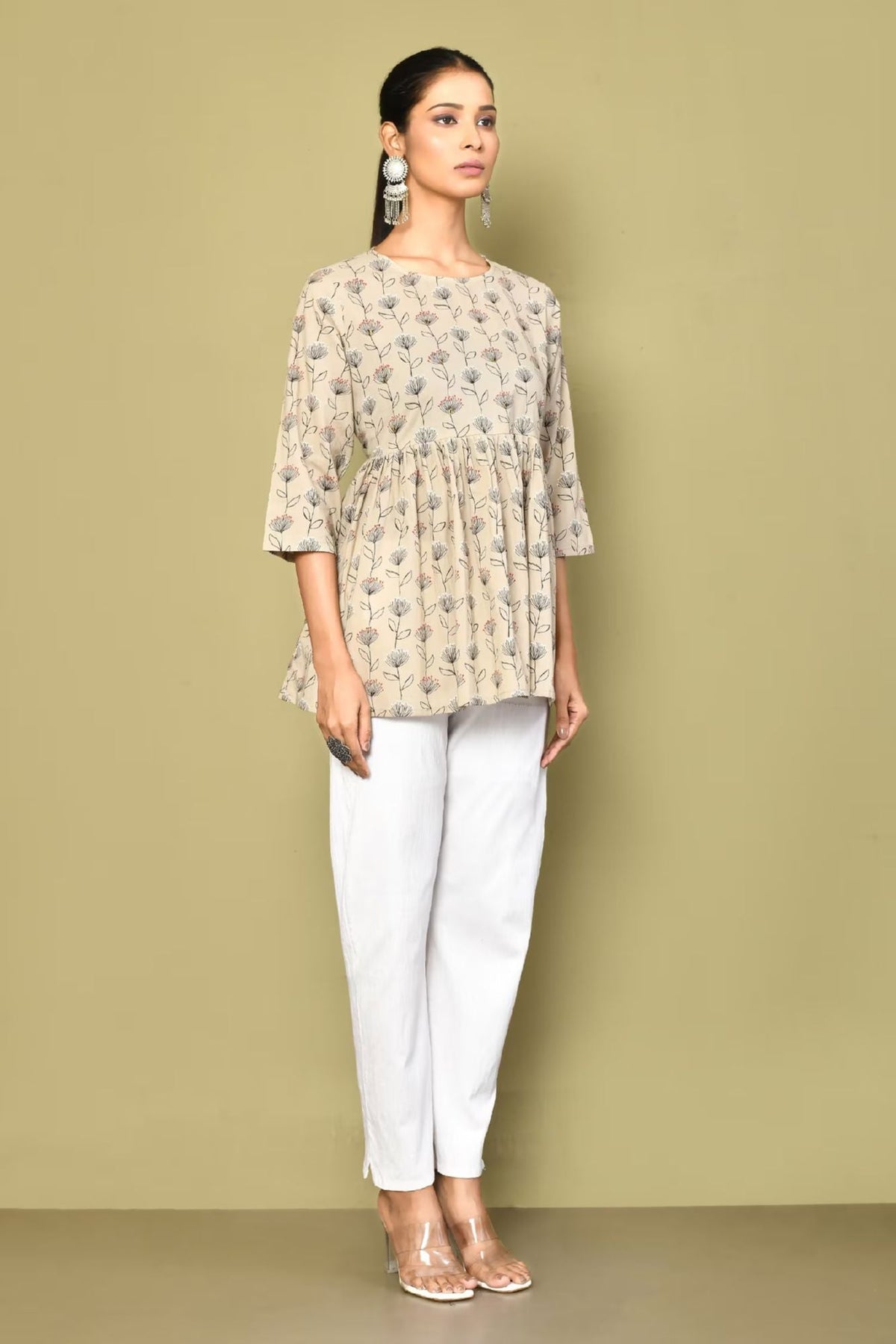 Miravan Womens Printed Short Beige Tunic - view 9