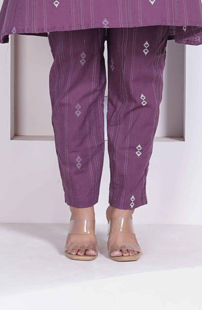 Miravan womens abstract printed wine kurta set - view 6
