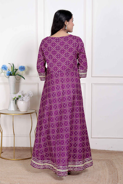 Miravan women cotton Magenta Gota lace and Embroidered Anarkali Kurta - view 5