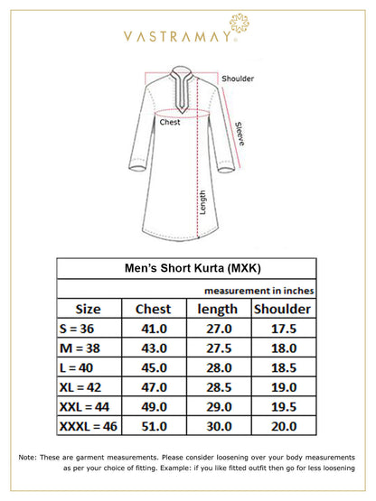 Vastramay Men's Green Short Cotton Kurta - PUSHMYCART
