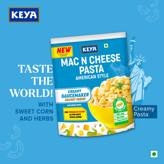 Keya MacNCheese Instant Pasta American Style, a cheesy bowl of comfort made with durum wheat semolina. - Image 2