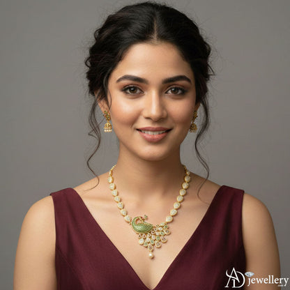 Mayura Necklace Set with peacock and heart motifs