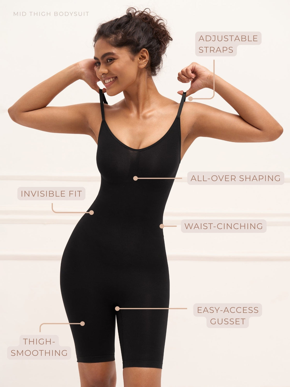 UNDERNEAT Mid Thigh Bodysuit - Black - view 3