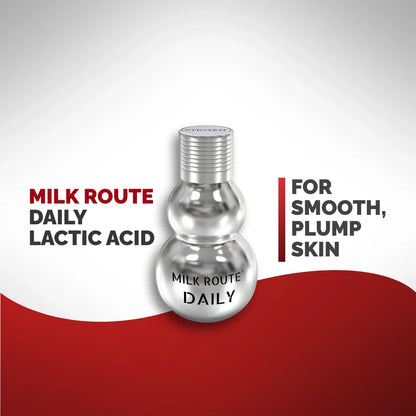 Chosen Milk Route Daily bottle with dropper, showcasing the DIY skin care product for smooth, plump skin.