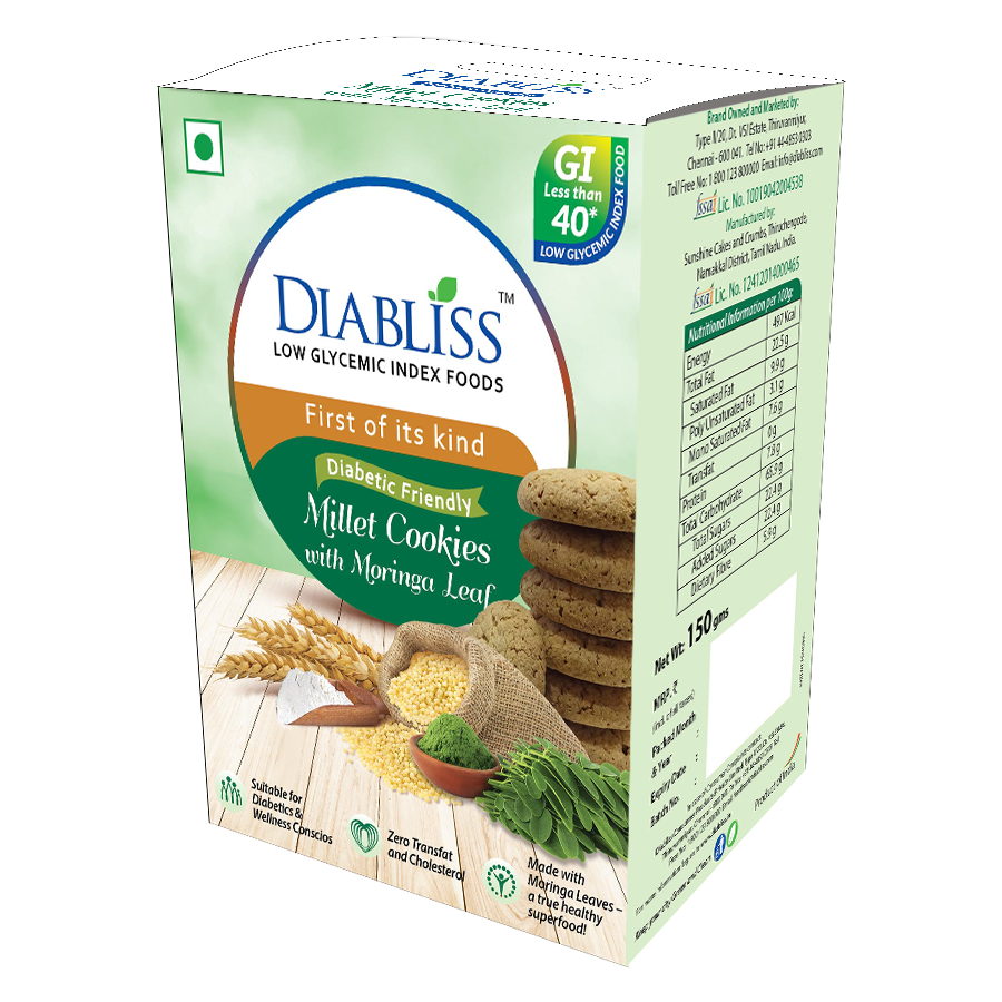 Diabliss Diabetic Friendly Millet Cookies With Moringa Leaf