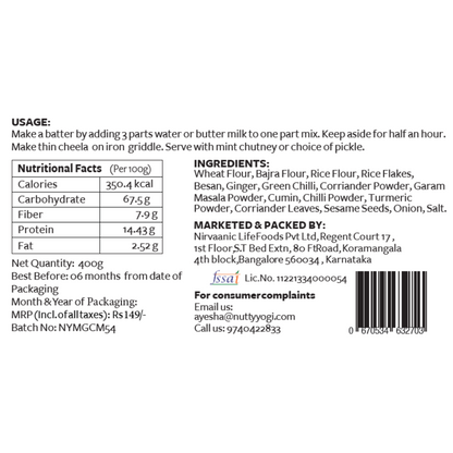 Nutty Yogi Multigrain Cheela Mix 400g
