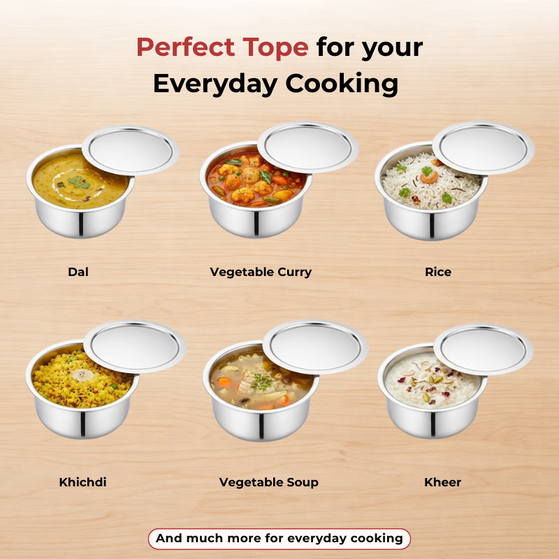 Vinod Doniv Titanium Triply Stainless Steel Tope with Cover 16 cms, 1800 ml Capacity, Induction Friendly - view 14