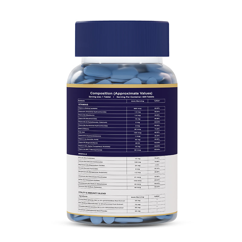 Jeena Sikho Multivitamin for Men Daily Energy Immunity and Muscle Support Tablets