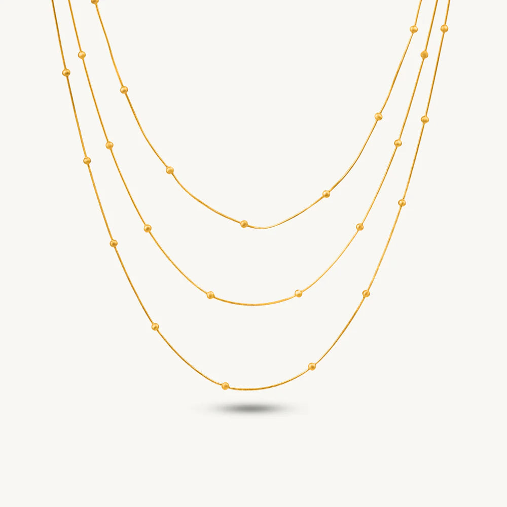 Palmonas Luminous Triple-Layer Beaded Necklace