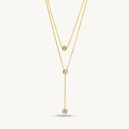 Palmonas Two Layered Solitaire Drop Necklace