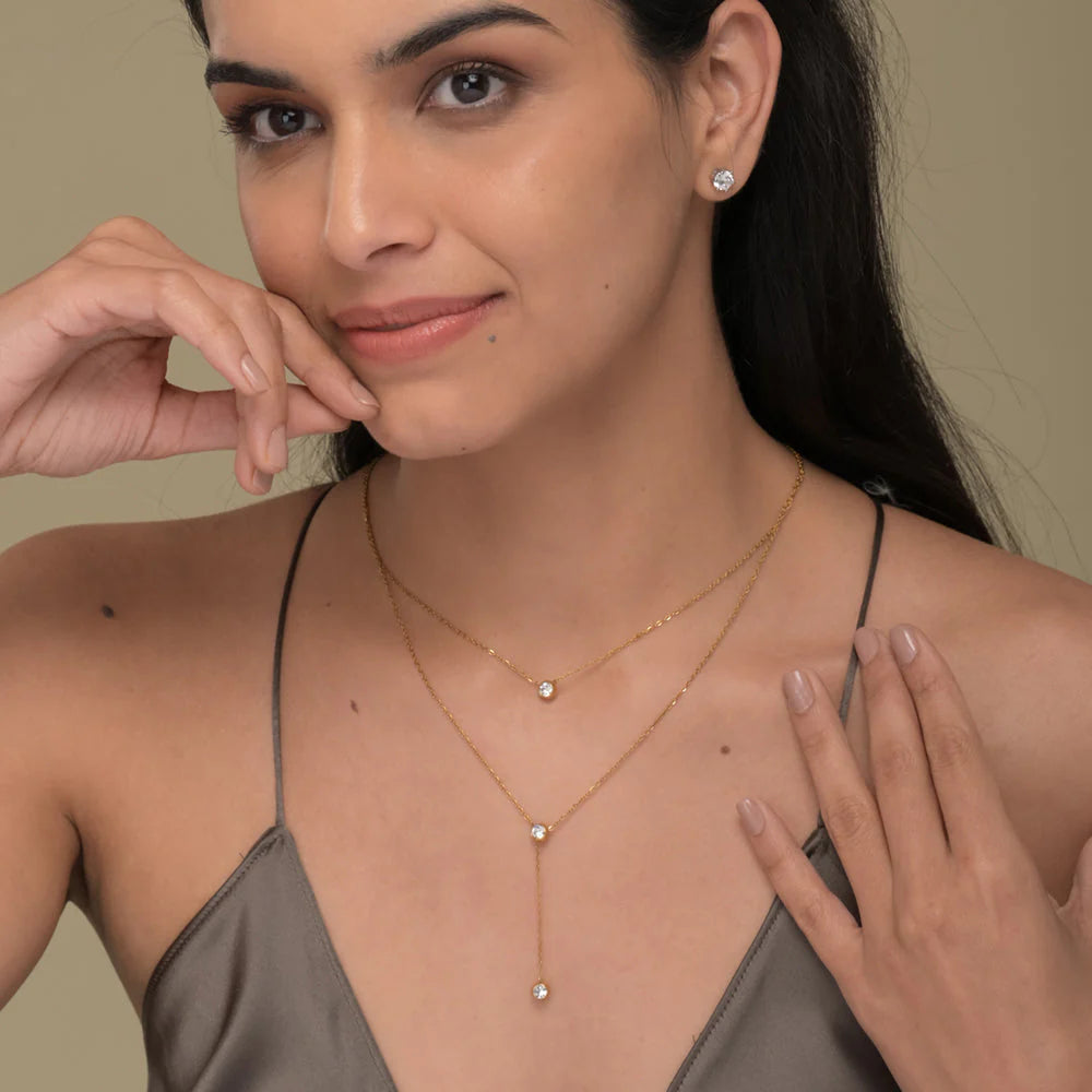 Palmonas Two Layered Solitaire Drop Necklace